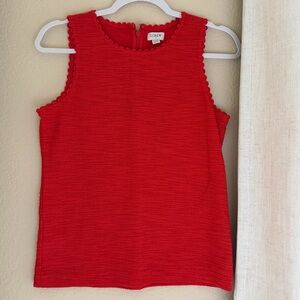 J. Crew Vibrant Red Textured Tank Top